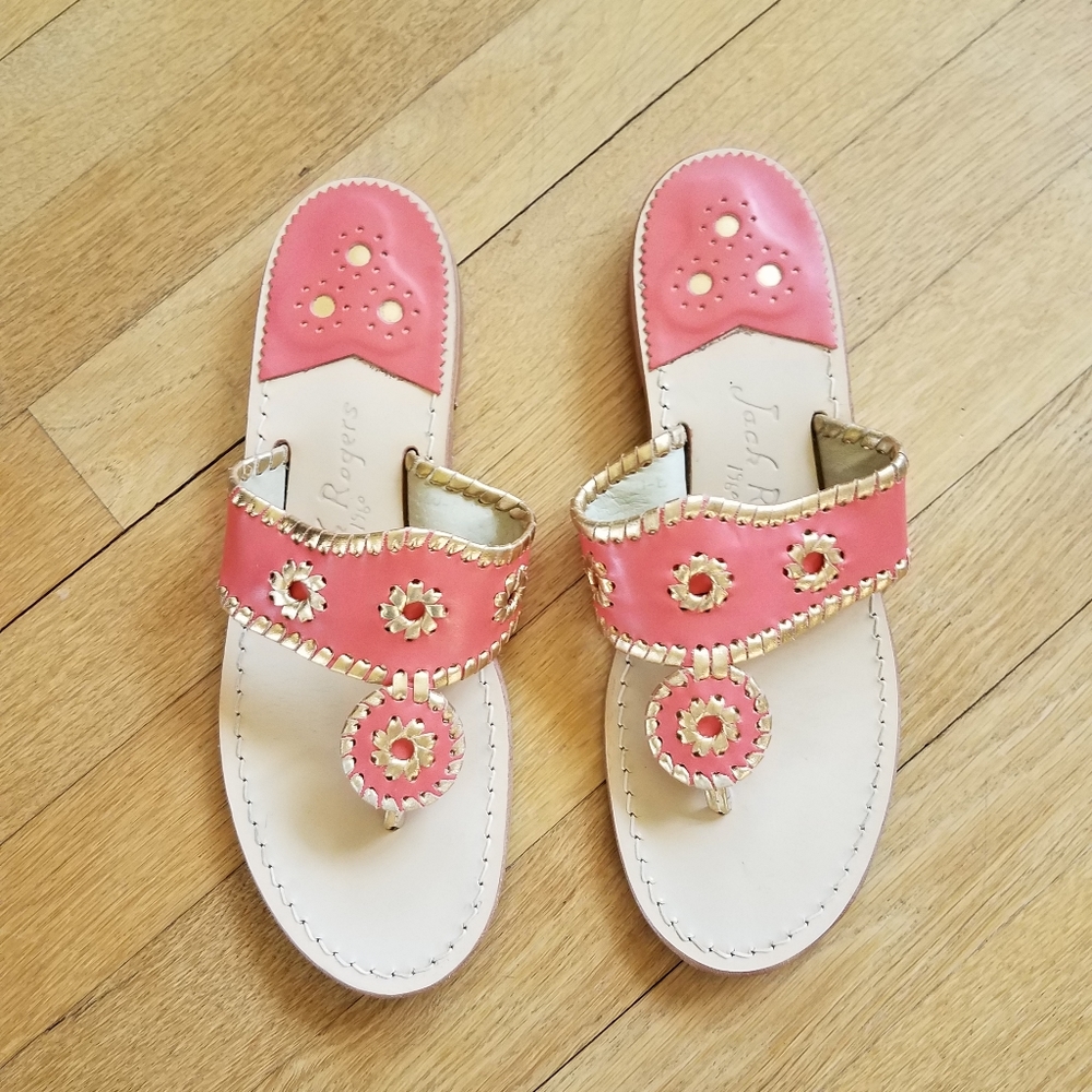 Jack Rogers Pink and Cream Sandals